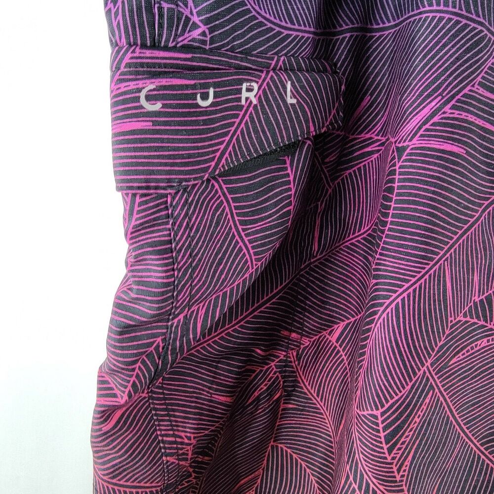 Rip Curl Shorts Mens 38 Blue Pink Swim Trunks Board Floral Leaves Polyester Surf - Picture 4 of 7